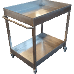 Camarera de acero inoxidable con ruedas de TCOM SL, práctica y resistente para transportar alimentos, utensilios o material en cocinas industriales, hoteles, supermercados y hostelería.