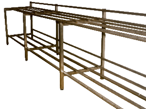 Estantería tubular de acero inoxidable fabricada por TCOM SL, ideal para cámaras frigoríficas, almacenes y cocinas profesionales. Resistente a la humedad, higiénica y diseñada para un almacenamiento seguro.